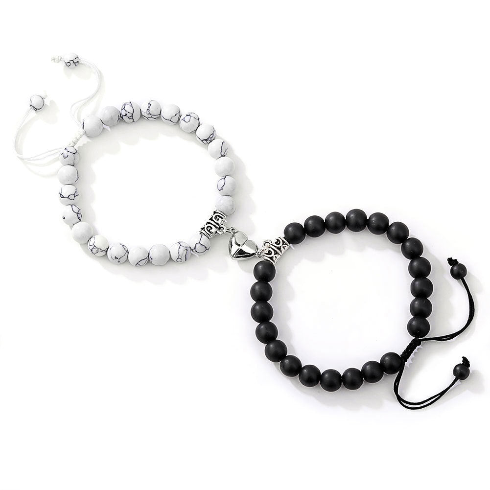 Pair Of Magnetic Coupling Bracelets - Natural Stones Induce Vibration for friends and lovers