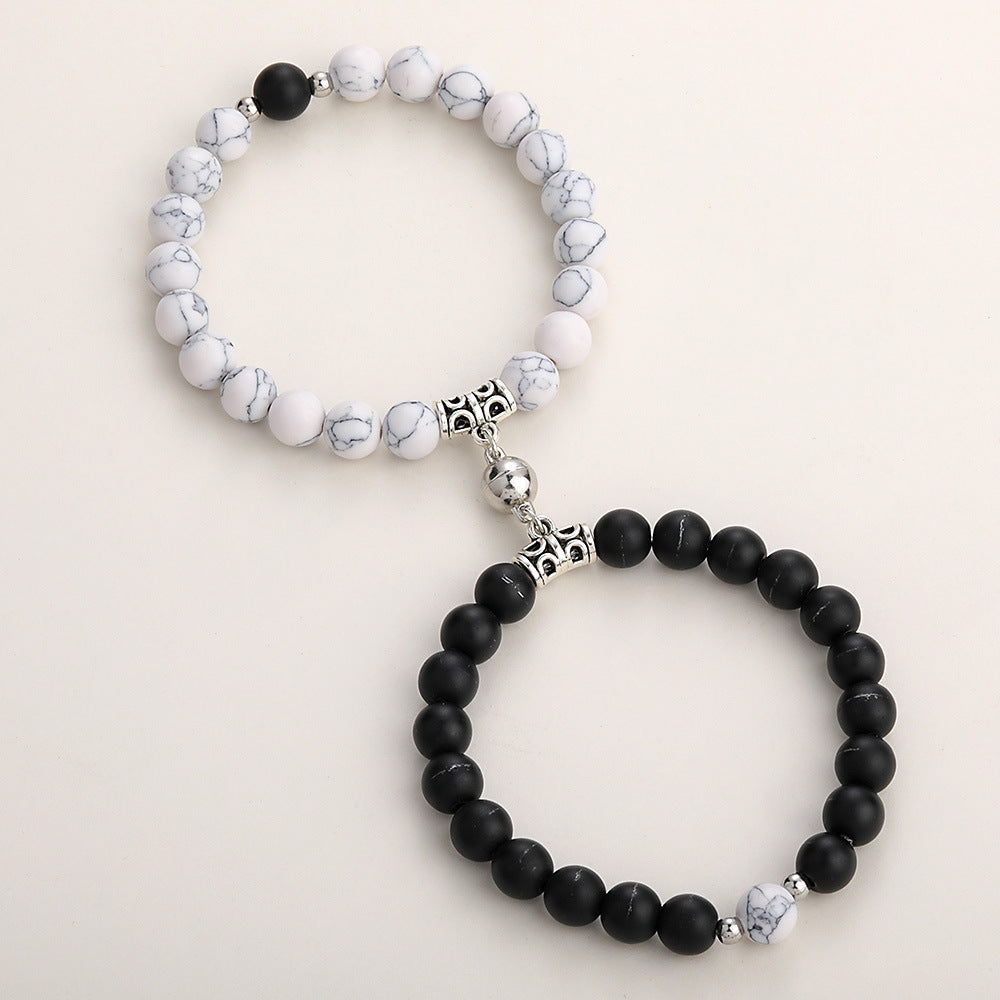 Pair Of Magnetic Coupling Bracelets - Natural Stones Induce Vibration for friends and lovers