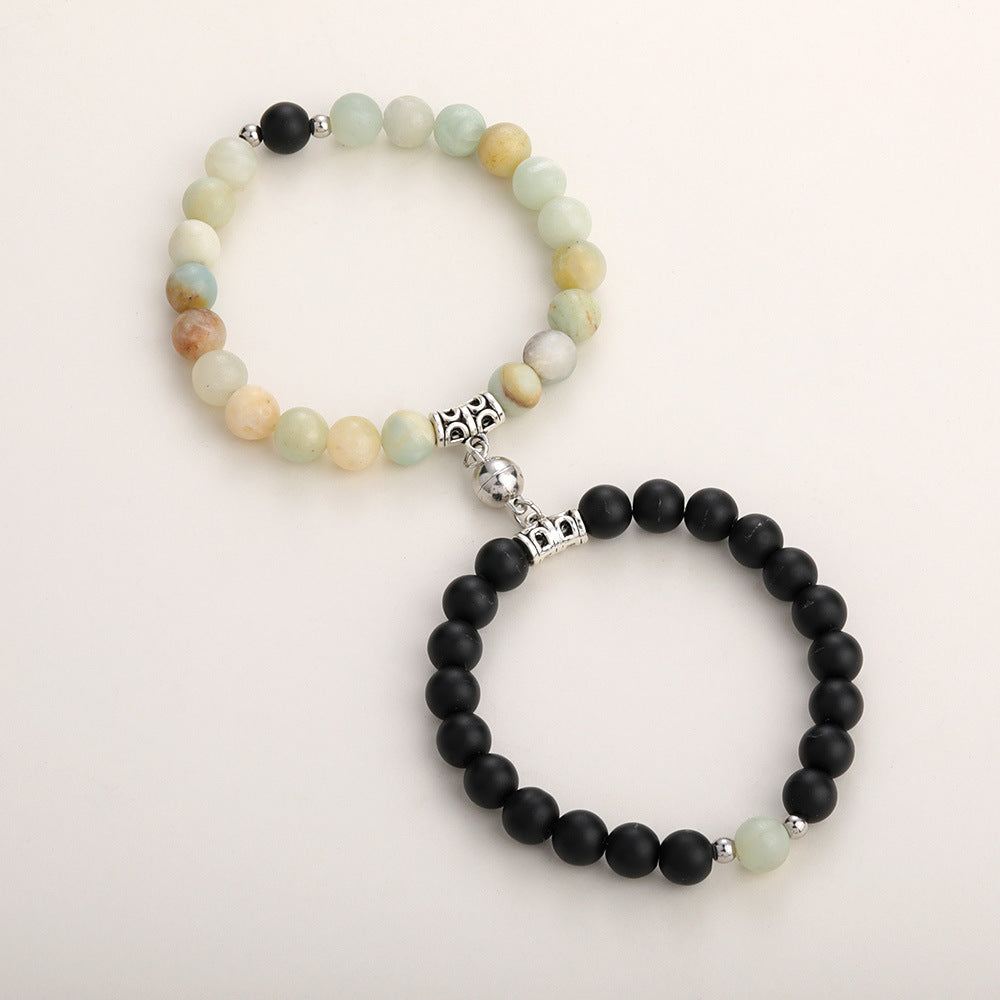 Pair Of Magnetic Coupling Bracelets - Natural Stones Induce Vibration for friends and lovers