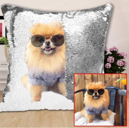 Custom Photo Sequin Pillow Personalized for Valentines, birthday, moms, dads, any occasion