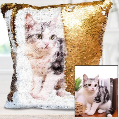 Custom Photo Sequin Pillow Personalized for Valentines, birthday, moms, dads, any occasion