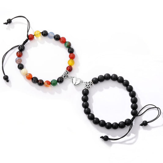 Pair Of Magnetic Coupling Bracelets - Natural Stones Induce Vibration for friends and lovers