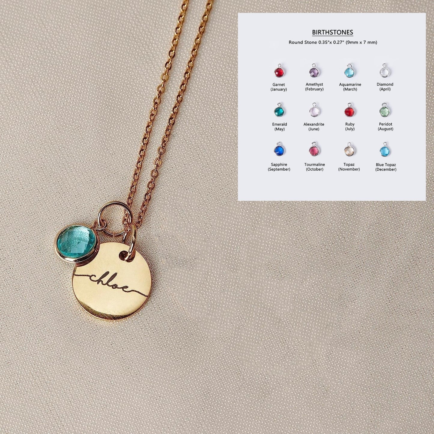 Personalized Birthstone Pendants Name Engraving Necklace - Stackable Jewelry Gift For Girlfriend, Mom, Wife, Daughter, Friend