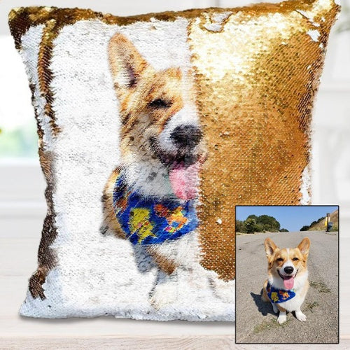 Custom Photo Sequin Pillow Personalized for Valentines, birthday, moms, dads, any occasion