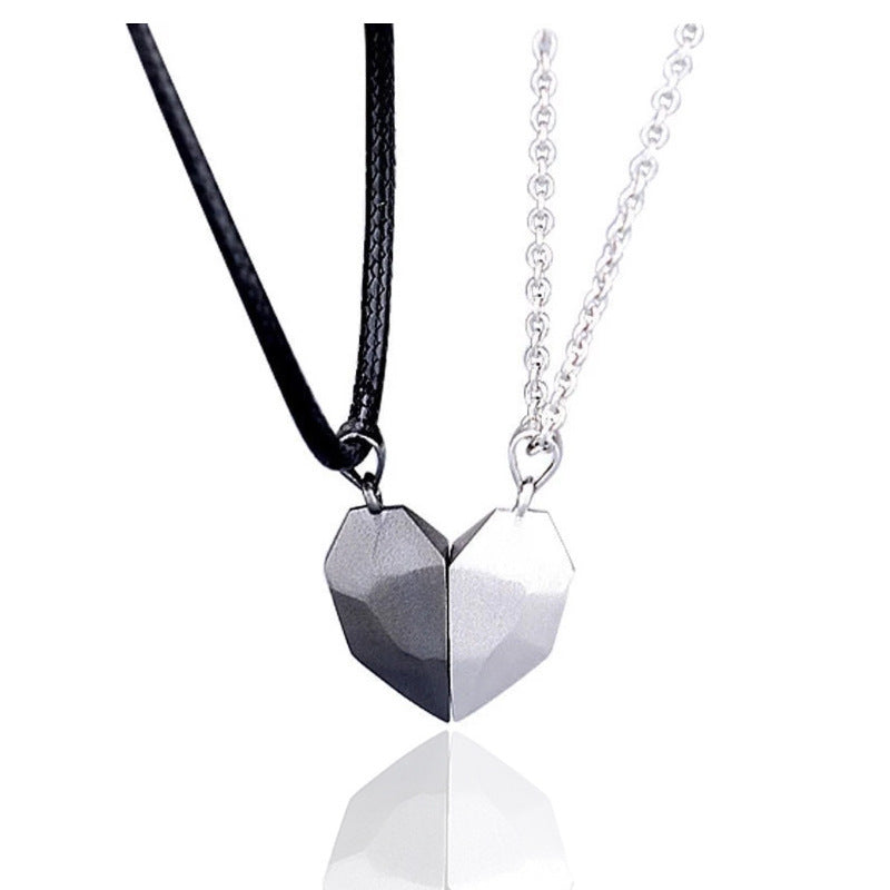 Magnetic Friendship and Lovers Heart Necklaces  -  Couple Magnetic Distance Faceted Heart Pendant Necklace Couple Jewelry Multicolor