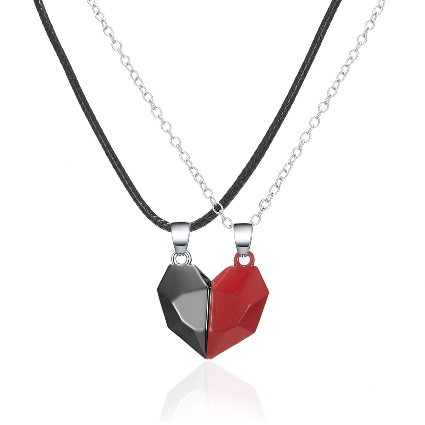 Magnetic Friendship and Lovers Heart Necklaces  -  Couple Magnetic Distance Faceted Heart Pendant Necklace Couple Jewelry Multicolor