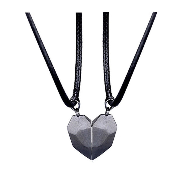 Magnetic Friendship and Lovers Heart Necklaces  -  Couple Magnetic Distance Faceted Heart Pendant Necklace Couple Jewelry Multicolor